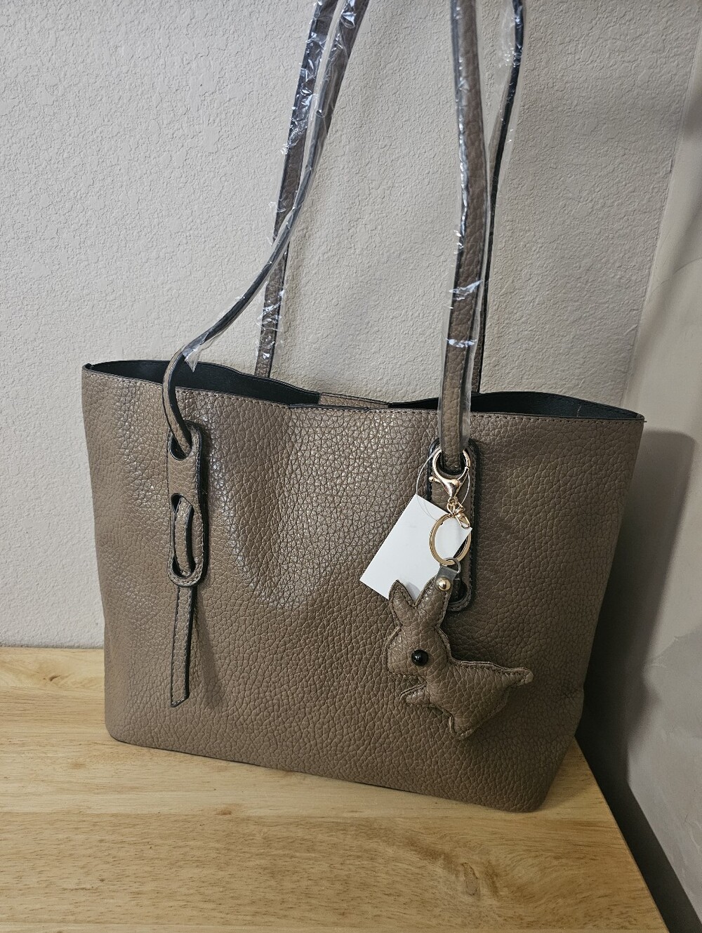 Taupe Pebbled Tote